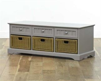 Rustic Grey Low Profile Storage Cabinet 2
