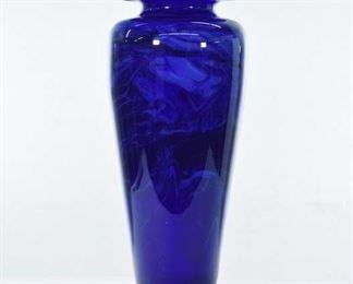 Signed Venetian Hand Blown Large Marbled Glass Vase 