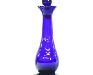 Vintage Cobalt Glass Decanter Bottle W Stopper