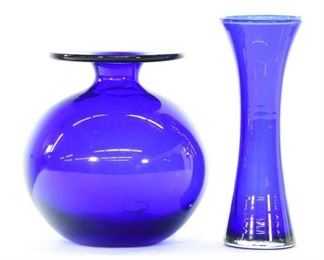 Pair Gorgeous Blue Glass Vases