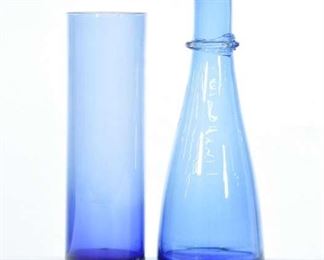 Pair Powder Blue Glass Vases