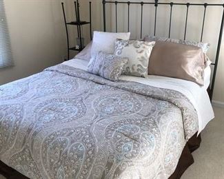 Beautiful Queen Bed and Linens, Lamp...
