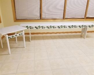 Long wood bench & end table