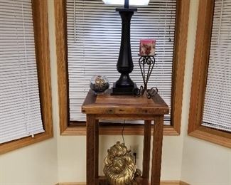 Tall lap end table & lamp