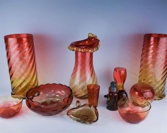 Antique Assorted Amberina Art Glass