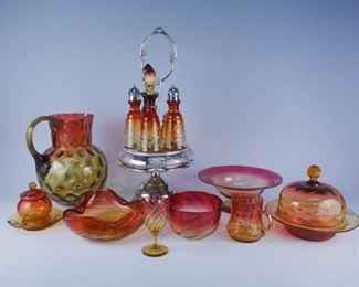 Antique Assorted Amberina Art Glass