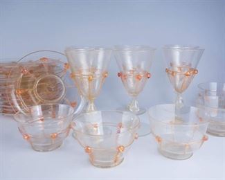 Art Glass Goblets, Bowls, Cups, Plates Set