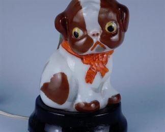 Gillander Puppy Painted Blown Glass Lamp 6 1/2" tall