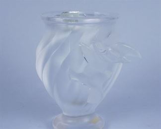 Lalique Vase with Doves 5" tall