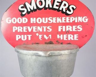 Vintage Steel Enamle Smoking Sign Ashtray