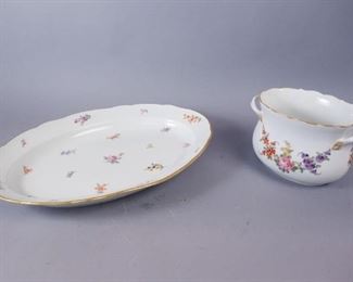 Meissen Porcelain HP Floral Serving Platter Bowl