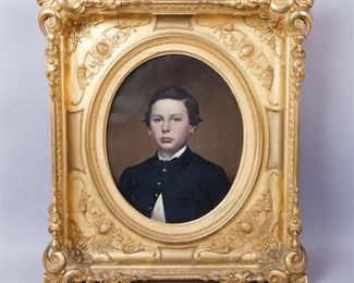 1860s Renaissance Revival Giltwood Gesso Frame Portrait