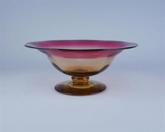 Amberina Compote Signed Libbey