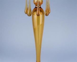 Early 20c Topaz Tall Candlestick with Bobeche