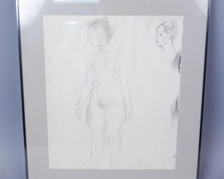 Raphael Soyer Graphite Drawing of Nude