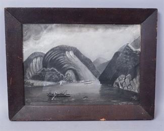 19c Primitive Painting of Lake George