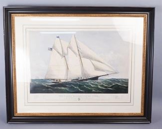 Currier Ives Large Folio Yacht Henrietta Print