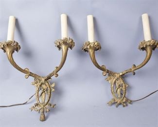 Pair Louis XV style Bronze Light Sconces