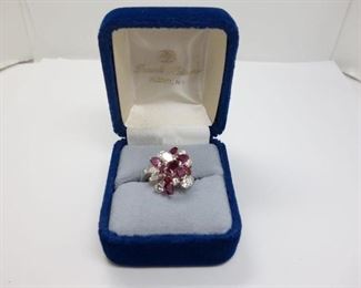 Platinum Natural Ruby Diamond Ring