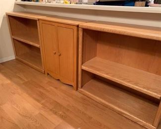 Oak Bookshelves and Cabinet