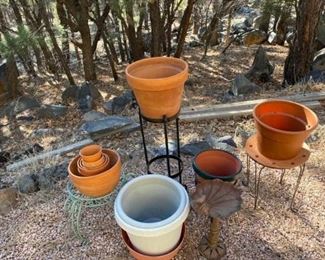 Pots, Stands, and Birdbath