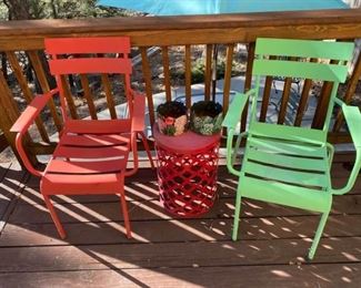 Retro Colorful Patio Chairs and Side Table