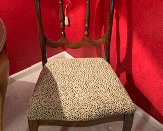 $125--antique chair with cheetah leopard upholstery 