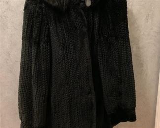 $100--black knitted mink jacket--AS IS--needs a very small repair