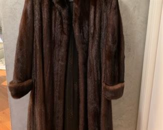 $250--full length natural brown mink coat