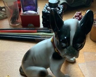 Collection of assorted dog statues- ceramic and cast iron