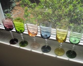 Art glass twisted stem glasses