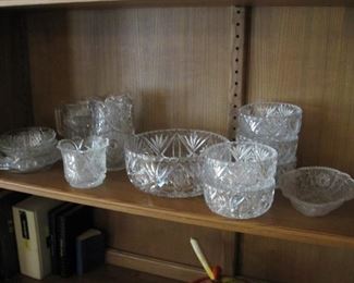 $15.00, lot of pressed glass berry bowl set, creamers bowls etc.