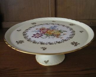 $8.00, French hand painted pedestal cake plate