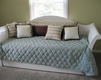 $200.00, Sleigh bed trendle bed excellent condition with bedding. 42" deep, 3'T, 82" W