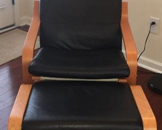 Ikea leather chair with ottoman