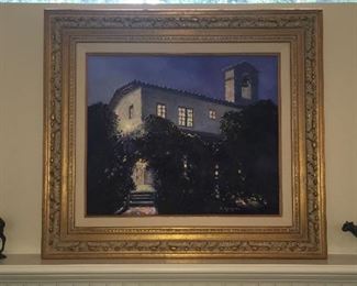Paul Youngman original painting, "Nite Lights" of Mission San Juan Capistrano