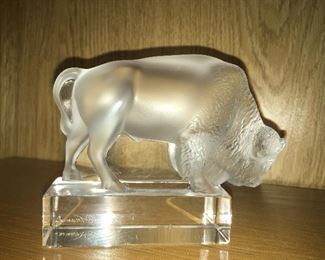 Lalique Bison frosted crystal figurine