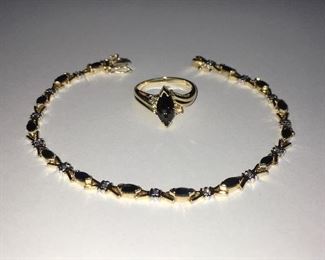 Sapphire and diamond ring and bracelet