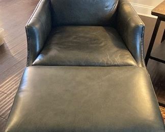 Bernhardt leather armchair and ottoman