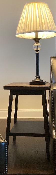 Side table; table lamp