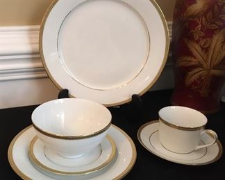 Charter Club Grand Buffet Gold china 12 - 6 piece place settings and various serving pieces