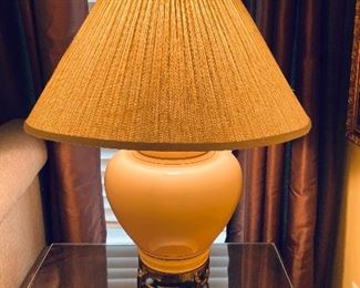 Asian style ginger jar table lamp on brass base