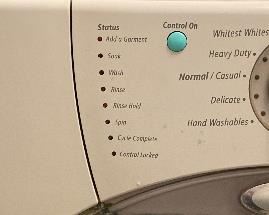 Detail view of washer control panel