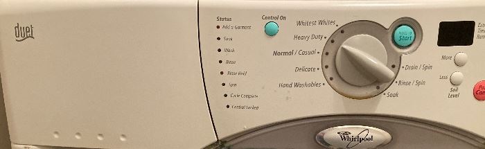 Detail view of washer control panel
