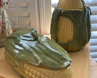 Vintage Shawnee corn on the cob canister #66 & #74 covered casserole