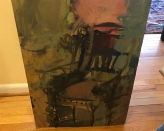 Szabo (local artist died 2017) Chair, acrylic on board measures 31”x20”