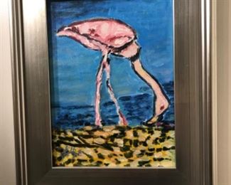 Mark Foltz (Antioch, Cal. 1966-     ) Flamingo acrylic on canvas measures 17”x14” 