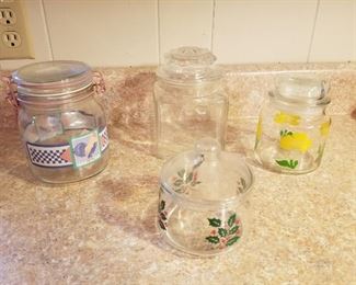 Assortment of glass Canisters jars