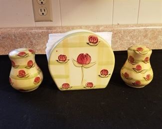 Royal Norfolk Napkin Holder and salt and pepper shakers