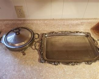Stainless Serving platter and Bowl